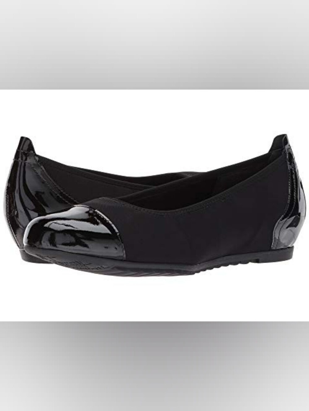 NWOT Munro Henlee Black Fabric Patent Leather Toe Cap Flats Womens Size‎ 5.5